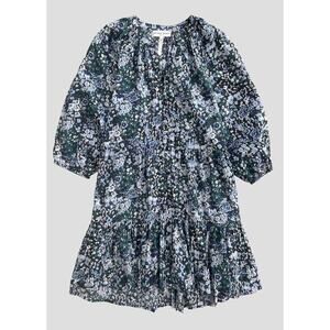 Apiece Apart Tuckernuck Mitte Mini Swing Dress Bold Blomster Blue Floral S